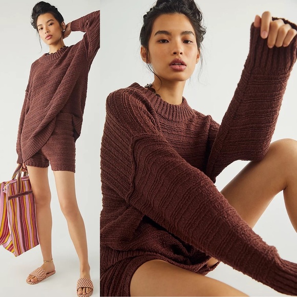 Free People Sweaters - NEW Free People Beach Malibu Boo Textured Oversized Slouchy Sweater Top S